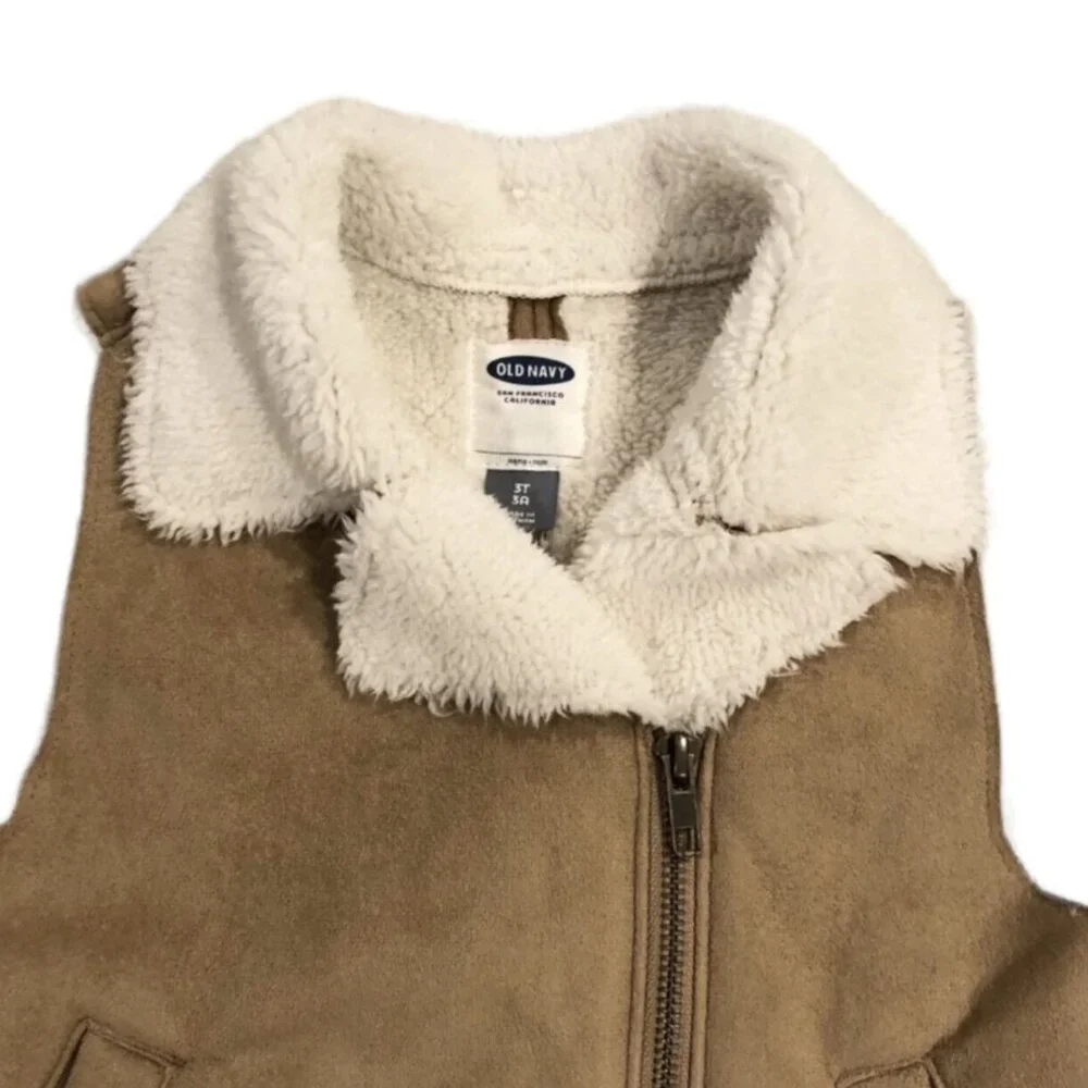 Old Navy 3T Brown Shearling Zipper Vest